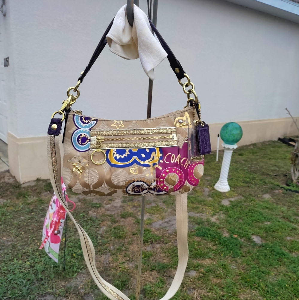 Coach Poppy Pop C Applique and Detachable strap -#15309-Waterglobe hangtag -rare